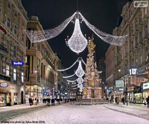yapboz Noel için dekore edilmiş sokak